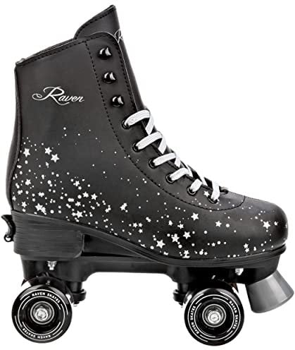 RAVEN Rollschuhe Roller Skates für Kinder Erwachsene Mädchen Damen verstellbar (Noa Black, 31-34 (20-21,5cm))