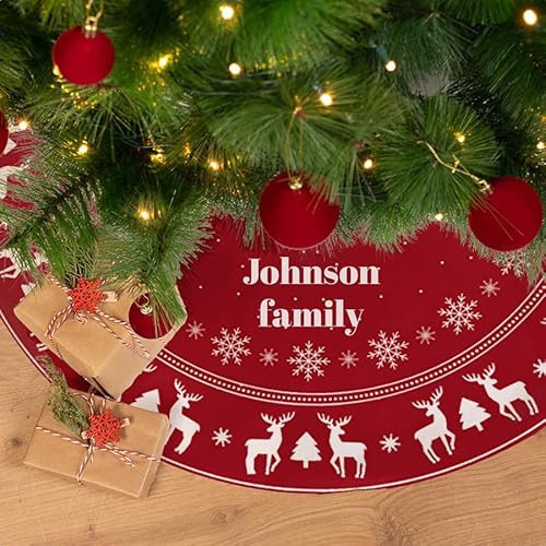 Wanapix | Jupe Personnalisée de Sapin de Noël | Tapis/Cache-Pied/Couvre Pied | Décorations d'arbre de Noël et Maison | 90 Ø cm | Christmas Border