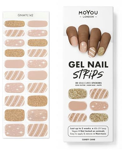 MOYOU London Semi Cured Gel Nail Strips - 20 Pcs. Nail Wraps for Salon-Quality Manicure - Works with Any UV Lamp - Easy to Apply, Trim, & Remove Gel Stickers