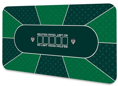 LaiEr Pokermatte10 Spieler Texas Hold'em Gummimatte Pokeroberseite Matte für Tabelle Faltbare bewegliche Pokertischanordnung für Pokerspiele Blackjack Kasino,(160 * 80 * 0.2cm,Grün)