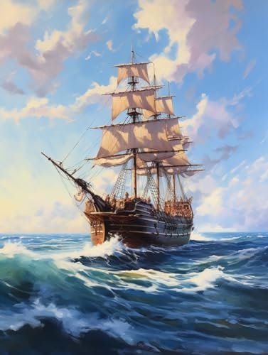 Taxpy Dekorative Wandbilder Segelschiff segelt auf dem Meer,40 * 60cm Leinwand Malerei Kinderzimmer Wandkunst Home Decor Gemälde