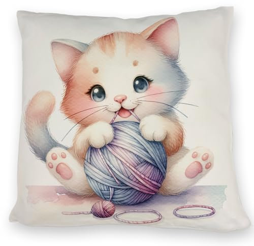 speecheese KatzenKissen Kissen Niedliches KätzchenKissen Süße Haustier Spielzeug Katze Spielt mit Wollknäuel