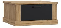 Forte KASZIMIRO Couchtisch 80 90, Eleganter Couchtisch mit 2 Schubladen, Sofatisch, Wohnzimmertisch, Holzwerkstoff, Waterford Eiche Holzdekor/Schwarz, 85 cm breit x 43,4 cm hoch x 85 cm tief