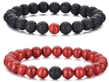 Bracelet œil de tigre pour hommes, ensemble de bracelets de perles en pierre naturelle de 8MM, bracelets extensibles en pierre de lave, réglables, en perles de cristal noir, cadeaux pour hommes