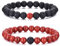 Bracelet œil de tigre pour hommes, ensemble de bracelets de perles en pierre naturelle de 8MM, bracelets extensibles en pierre de lave, réglables, en perles de cristal noir, cadeaux pour hommes