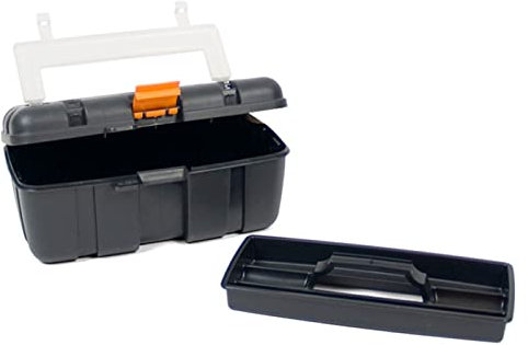 AC - Caja de Herramientas con Bandeja extraíble, Compartimento en la Tapa, asa y Enganche para candado, Modelo Antares, plástico Resistente, 25 x 15 x 11 cm