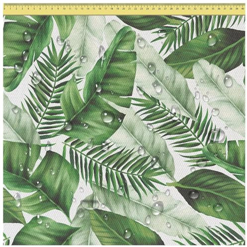 DreamRoots Segeltuch Wasserdicht - Polsterstoff Meterware 160 cm breit - Wasserabweisender Stoff 220 g/m2 600D - Markisenstoff Wasserdicht Meterware Big Leaves 2M