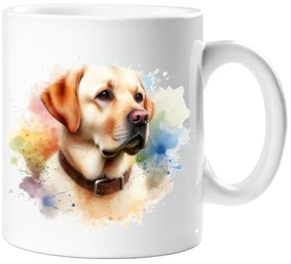Stag Gallery Yellow Labrador Retriever Lab Dog Watercolour Splash Effect Gift 10oz Ceramic Mug Artistic Colourful Coffee Tee