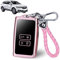 JIZZU Autoschlüssel Hülle für Renault, 4 Tasten Keyless Smart TPU Schlüsselhülle mit Schlüsselanhänger, TPU Smart Key Case, Renault-Schutzhülle für Autoschlüssel-Rosa