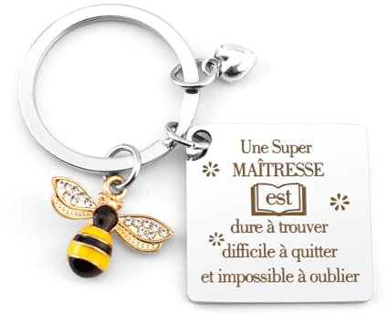 Ktiavo Merci Maitresse Idee Cadeau pour Maitresse d'École Fin d'Année - Porte Clef pour Atsem Maternelle, Institutrice, Aesh, Avs, Astem, Nounou - Noel