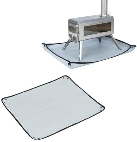 TAISOCA Holzofenmatte, Zelt, Feuerstelle, 57,9 x 72,9 cm, grau, rechteckig, Fiberglas, feuerfeste Matten für Zelt, Herd, Camping, schützt Terrasse, Rasen