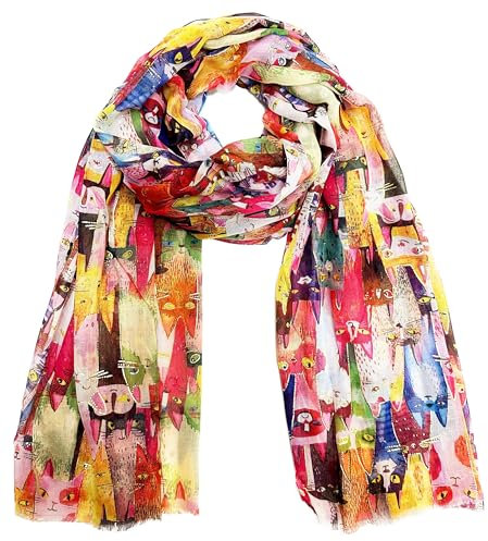 J26 Leichte Sommer Seide Tuch mit Katze Hunde Motiv XL Schal Silk Seidenschal Seindentuch Cat Dog Halstuch Hochwertig Glitzer (Glitzer Katze Pink)