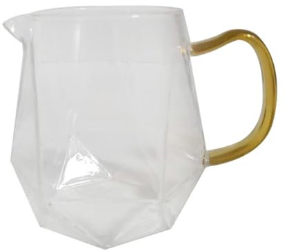Small Glass Creamer Pitcher Milk Frother Cup with Handle Clear Serving Pitcher Glass Tea Pitcher for Adults Gift, 300ml