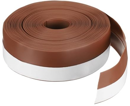 sourcing map Weather Stripping Door Seal 39.37ft x 35mm Silicone Seal Strip for Door Draft Stopper Adhesive Tape Window House Shower Glass Gaps Length 12m, Brown
