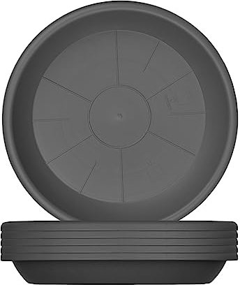 LIVINJA Lot de 6 soucoupes pour pots de fleurs, diamètre 25 cm, pour pots jusqu'à 34 cm de diamètre, dessous en plastique robuste pour pots de fleurs, idéal pour plantes intérieures et extérieures,