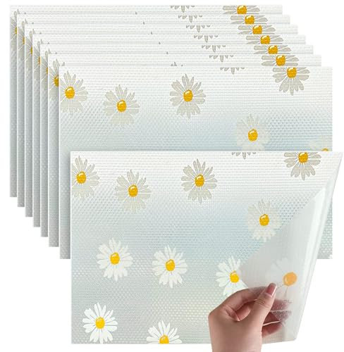 8 Stück Antibakterielle kühlschrankmatten, 45 * 30cm Waschbar Kühlschrank Matten, DIY Zuschneidbare Kühlschrank Unterlage, Schubladenmatte Küche, für Küche, Schrank, Tisch, Regale