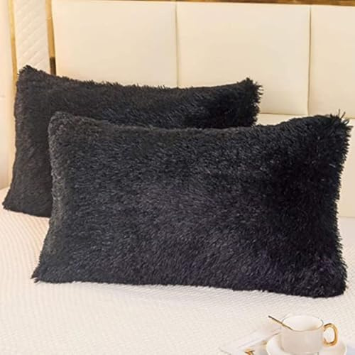 ZZDZW Kissenbezug 50x70 Samt Grau Weiß Grün Plüsch 2er Set Kissenbezüge Zierkissenbezug Dekokissen Sofakissen Kissenhülle Dekorative Weiche Zierkissenbezüge Kissen Bezug(Dark Grey)
