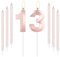 mciskin Rose Gold 13 Birthday Candles-Number 13 Candle for Cake with Long Thin Candles Set, Rose Gold Cake Topper for Girl 13th Birthday Decorations Supplies,13th Wedding Anniversary Decorations