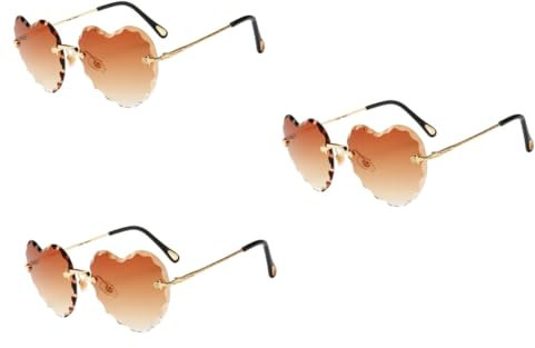 WRITWAA 3stücke Kreative Sonnenbrille Ohne Rahmen Uv-beständige Herzform Modisches Accessoire Für Partys Und Fotorequisiten Leicht Und Robust Für Jede Gelegenheit