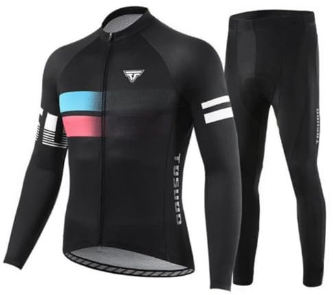 Abbigliamento Ciclismo Uomo Invernale Completo Abbigliamento Ciclismo Bici Pile Maglia Tuta Bicicletta +Pantaloni Imbottiti Con 3D Gel pad Traspirante Sportivo (Rosa, M)