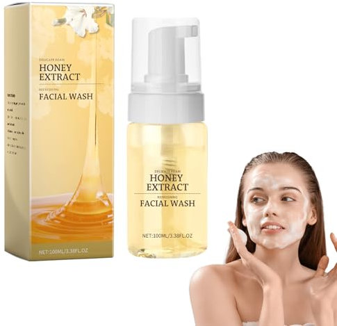Gesichtsreiniger mit Honigschaum, Reinigungsschaum Mit Honig und Aminosäuren, Milder Reinigungsschaum, für Tiefe Reinigung, Schützt und Repariert die Haut Sanfter Honigschaumreiniger