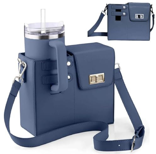 kkiuop Sac de rangement portable en cuir PU pour tasse d'eau avec sangle réglable