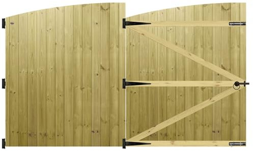 Premier Garden Supplies Made to Measure Tongue & Groove Semi-Braced Arch Top Driveway Gates for Measurements Height 5ft - 6ft (150-180cm) x Width: 274cm - 305cm +450mm Hinge Ring Latch Kit