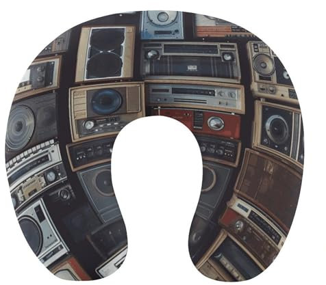 HJKBCV Boombox-Reisekissen im Vintage-Stil, bequemes Reise-Nackenkissen, U-Form, tragbare Kopfstütze, Büro, Nickerchen, ideal für Flugzeugstuhl, Auto, Zuhause, Büro