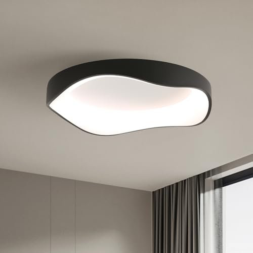 Moderne Led Deckenleuchte,Schwarz Deckenleuchte Dimmbar Minimalistische mit Fernbedienung,40cm 3000K-6500K Led Deckenlampe Für Wohnzimmer Schlafzimmer Küche Flur