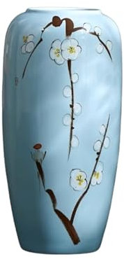 SLOKFV5 Vase Große Jingdezhen-Keramik-Bodenvase, chinesische Porzellan-Blumenvase, hohe dekorative Zylindervase für Wohnzimmer, Herzstück, Hotel, Büro, Heimdekoration Pampasgras