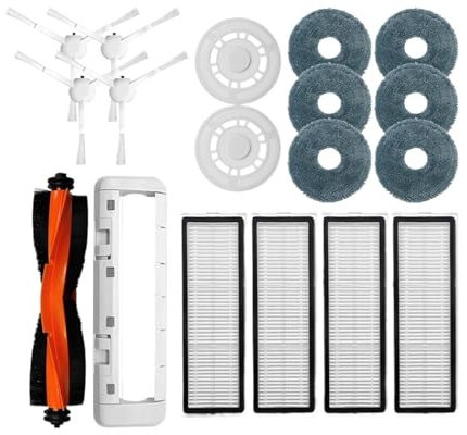 AZSHIW Compatible avec l'aspirateur Robot Xiaomi Mijia Mop 3S B108CN, pièces détachées, Brosse latérale Principale, Filtre HEPA, Tampon de Nettoyage, Accessoires de Remplacement(Set 3)