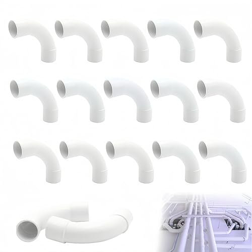 THXFUNAREA 15 PCS Curva Di Raccordo 90° Per Tubo Rigido Passacavi, Gomito a 90° Per Elettrico, Cavo Canale Installazione Per Case, Cantine, Pareti, Tetti, Con Cavo Di Montaggio, 16mm