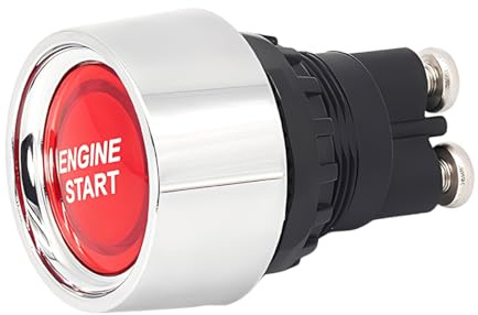Tomedeks 1 Pezzo 12V-24V/50A Avvia a Spinta Interruttore di Accensione, Universale Illuminated Interruttore del Pulsante di Arresto del Motore Momentaneo Pulsante per AutoTruck Boat(Rosso)