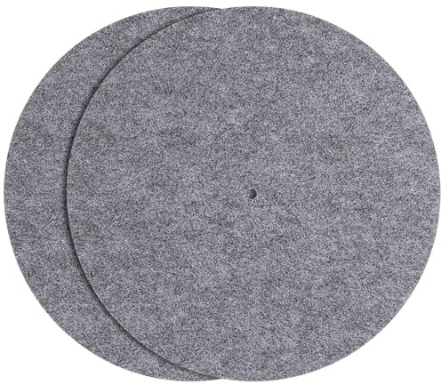 SOLUSTRE 2 Stück Filzmatten für Plattenspieler Rutschfeste Schallplattenmatte Zur Vibrationsdämpfung Filzmatte für Vinyl Schallplatten Schützend und Klangverbessernd