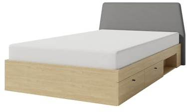 Marmex Meble Alessio 13B Großes Einzelbett 120x200cm mit 2 Schubkästen und Fach, Modern