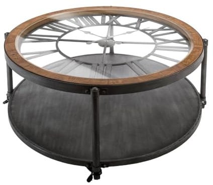 Atmosphera - Table Basse Chrono - métal et Bois D90 cm