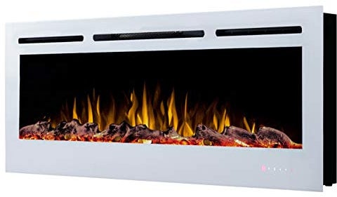 Noble Flame PARIS Weiß 1280 - Elektrokamin Wandkamin Kaminofen Kamin - Wandmontage Fernbedienung - 14,0 cm Einbautiefe - verschiedene Breiten