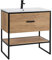 Lomadox Waschtischunterschrank mit 80cm Keramik-Becken im Industrial-Style in Gold Craft Oak Eiche/schwarz
