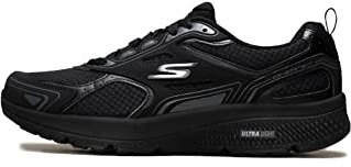 Skechers Herren GO Run CONSISTENT Sneaker, Black Leather Synthetic Charcoal Trim, 42 EU