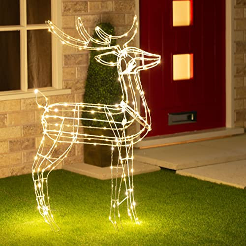 The Christmas Workshop 70409 Light-Up Reindeer | Outdoor Christmas Lights | Wireframe Figure with 250 Warm White LED Lights | Mains Operated | 115cm x 60cm x 20cm