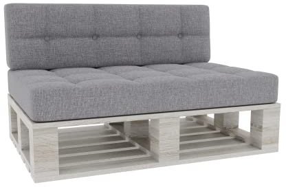 Gutekissen® Palettenkissen Gesteppte Kissen mit Knöpfen, Palettenauflagen Sitzkissen Rückenlehne Gesteppt PFG (Set (Sitzkissen 120x80 +Rückenlehne 120x40), Grau)