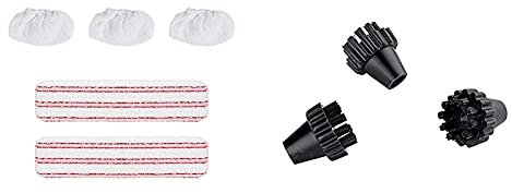 Polti PAEU0324 Cloths and Sockettes for Eco Pro3.0 and Classic Steam Cleaners, White & Vaporetto Black Nylon Brushes for Eco Pro 3.0 and Classic Steam Cleaners