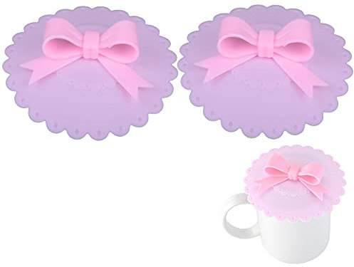 2 Pieces Silicone Cup Covers Butterfly Holder Suction Cup Lid Reusable Anti-dust Cup Lids for Coffee Beer Mug Wine Glass Home Office Bar Random Color