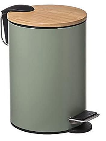 Hogar y Mas Papelera Tapa BAMBÚ con Pedal Verde 3L
