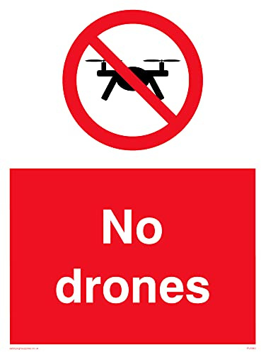 Pack of five - No drones with drone prohibition symbol Sign - 150x200mm - A5P