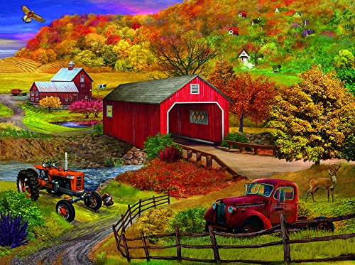 SUNSOUT INC – Bridge Crossing – 1000-teiliges Puzzle von Künstler: Bigelow Illustrations – Fertige Größe 50,8 x 68,6 cm – MPN# 31586