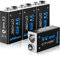 CITYORK USB Rechargeable 9V Batteries 650mAh 9V Lithium-ion PP3 Battery with 4 in 1 Micro USB Charging Cable (4 Pack)