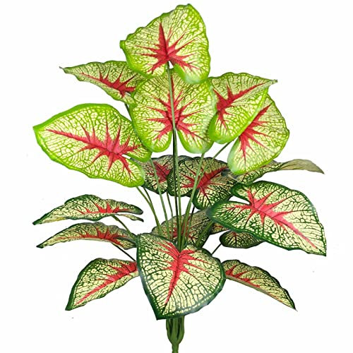 AIVORIUY Artificielle Plante Tropical Arbre, 73cm de Haut Plastique Plantes Jungle Faux Palmier Feuille Verte Floral pour Fête Maison Intérieur Extérieur Jardin Balcon Bureau Décoration (Rouge Vert)