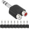 Xiatiaosann 6,35mm vers 2 RCA Audio Jack Adaptateur Mâle à Femelle Stéréo 1/4 TRS vers Double RCA, Connecteur Phono vers Prise 1/4 pour Guitare, Répartiteur Y, 10 Pièces