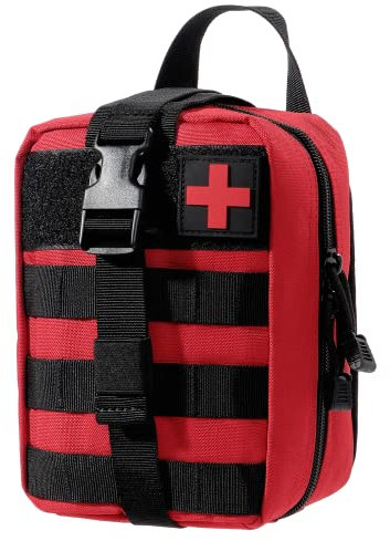 Kyrio Erste Hilfe Beutel Leer, Taktische Molle-Tasche Medizinisches Outdoor-Paket, Rip-Away EMT-Werkzeugtasche für Medizinische, Paket mit Kletter-Rettungswerkzeugen, Rot